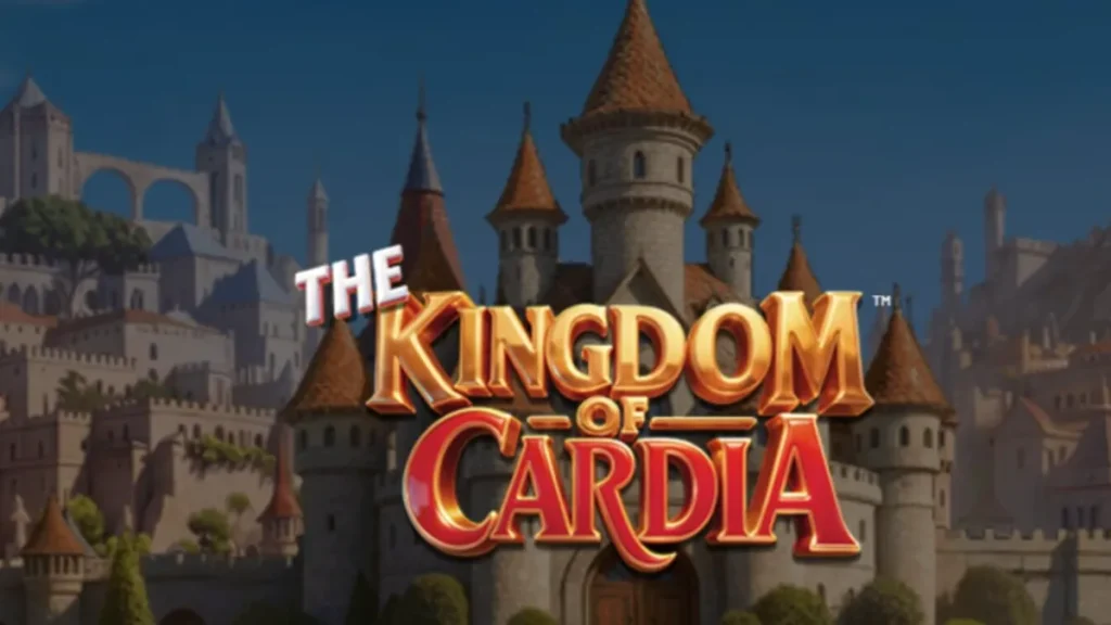 The Kingdom of Cardia slot game interface featuring fantasy card theme